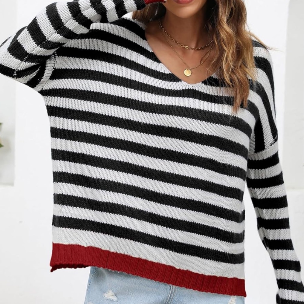 - Chic Nation❤️Slouchy Striped Sweater womens